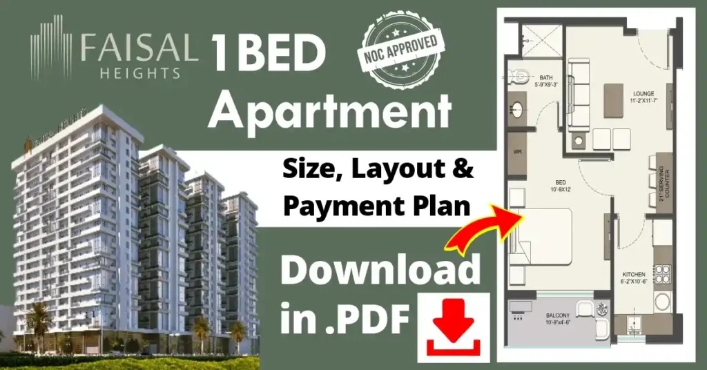 Faisal Heights 1 Bed Apartment Islamabad – 880 sq. ft. with floor plan and easy payment plan