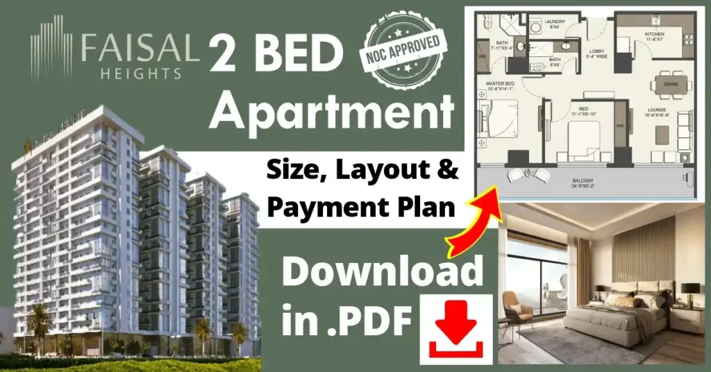 Faisal Heights 2 Bed Apartments Islamabad – 1210 sq. ft. with floor plan & pricing details