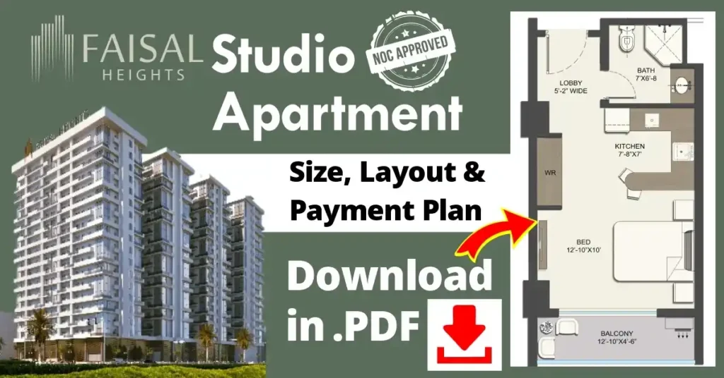 Faisal Heights Studio Apartment Islamabad – 495 sq. ft. with layout and payment plan